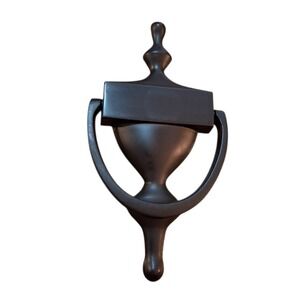 Black Metal House Home Front Door Knocker 7"t with Hardware EUC